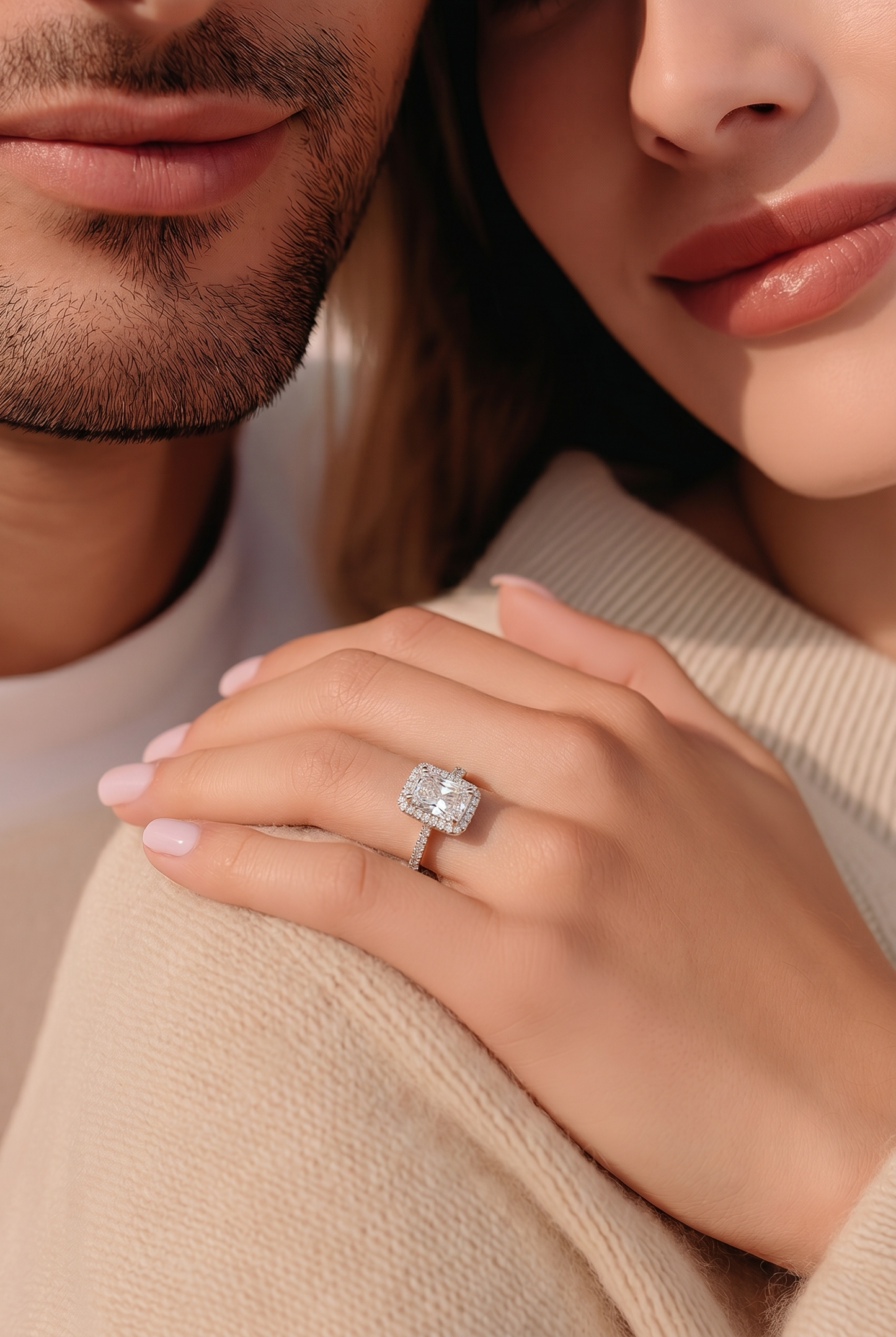 Radiant Lab Grown Halo Engagement Ring