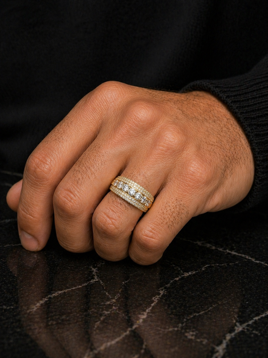 Men's Custom Tapered Multi Row Diamond Ring