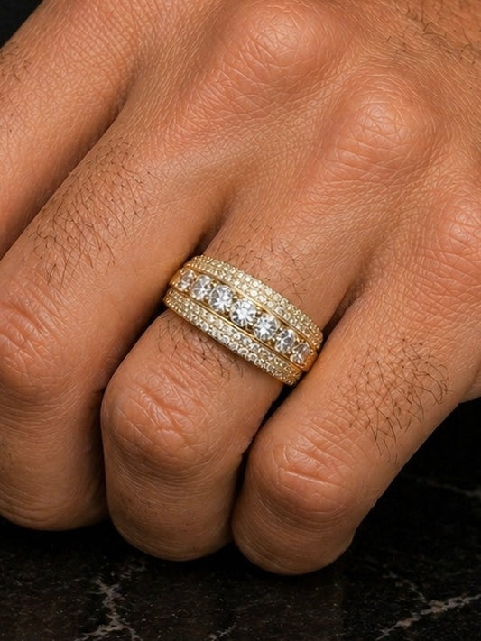 Men's Custom Tapered Multi Row Diamond Ring