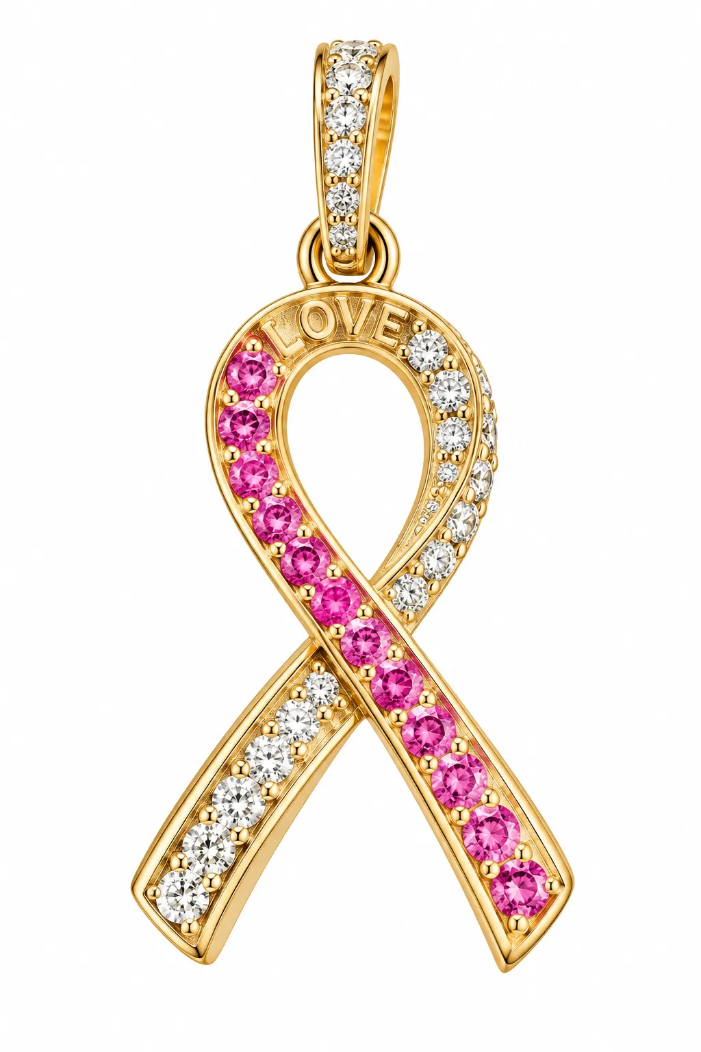 Breast Cancer Awareness Love Ribbon Pendant
