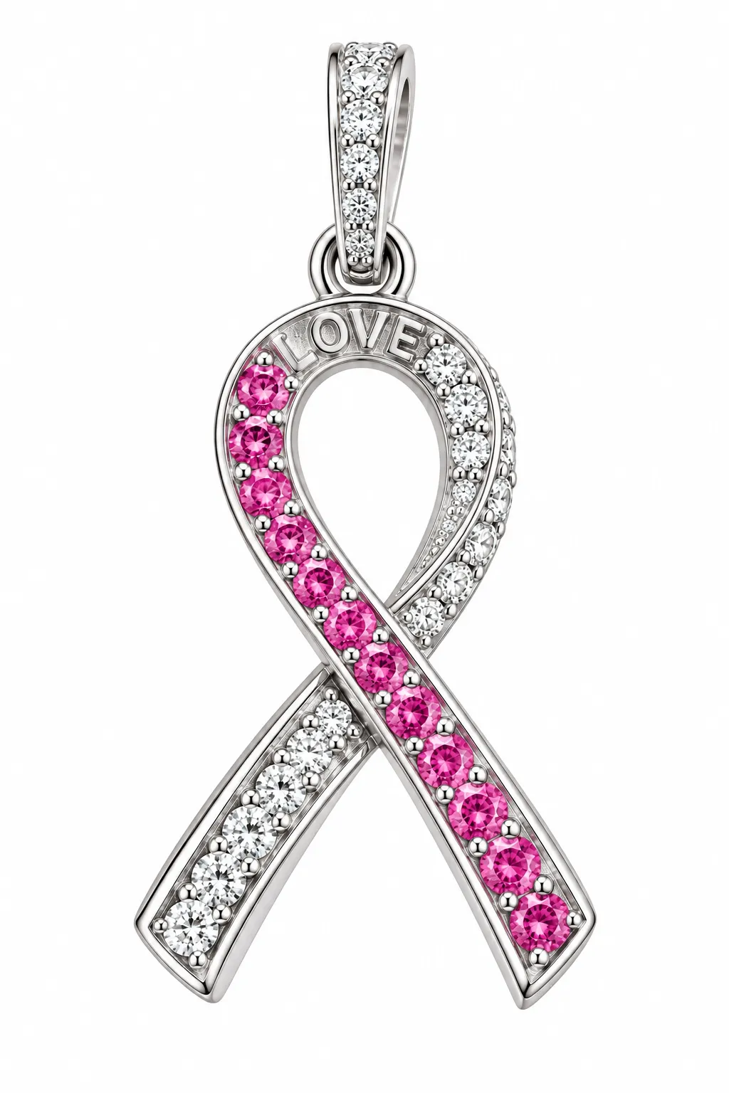 Breast Cancer Awareness Love Ribbon Pendant