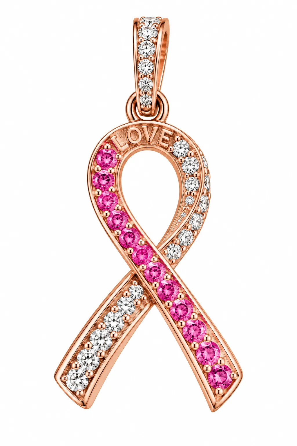 Breast Cancer Awareness Love Ribbon Pendant