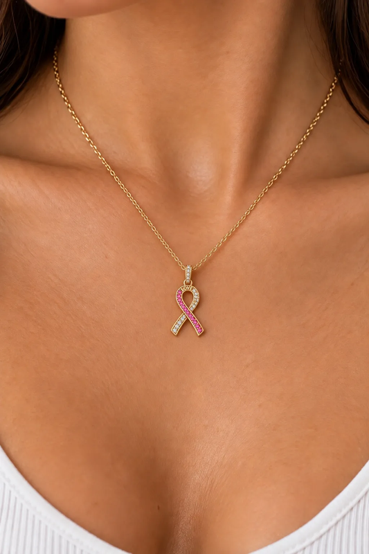 Breast Cancer Awareness Love Ribbon Pendant