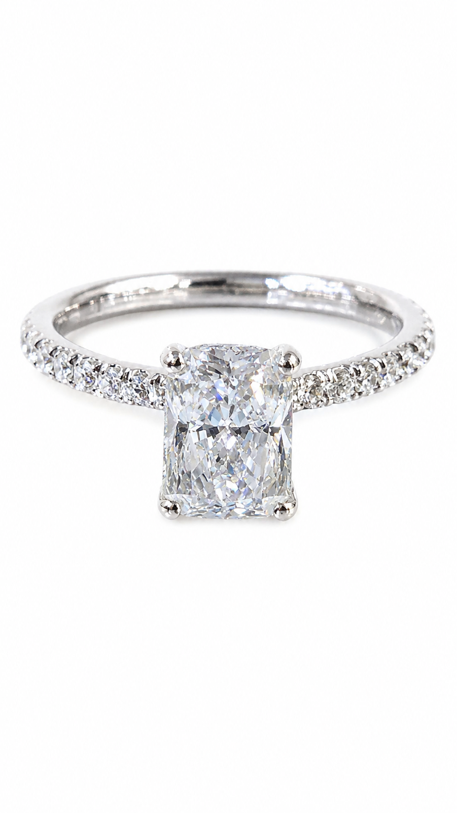 Radiant Diamond Engagement Ring with Hidden Halo