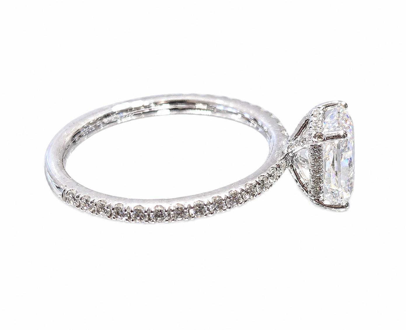 Radiant Diamond Engagement Ring with Hidden Halo