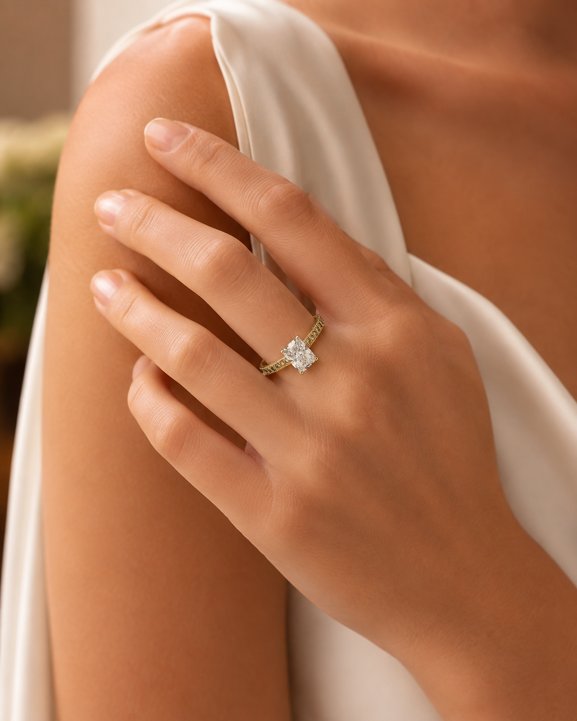 Vintage Style White Prong Engagement Ring