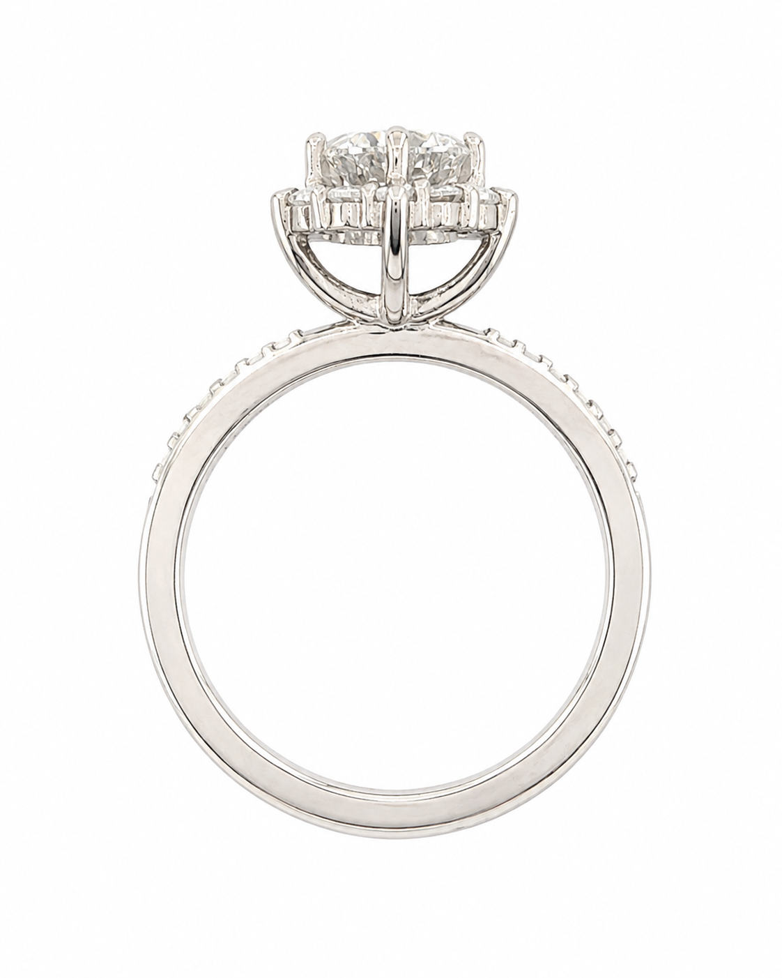 Lab Round Platinum Halo Engagement Ring