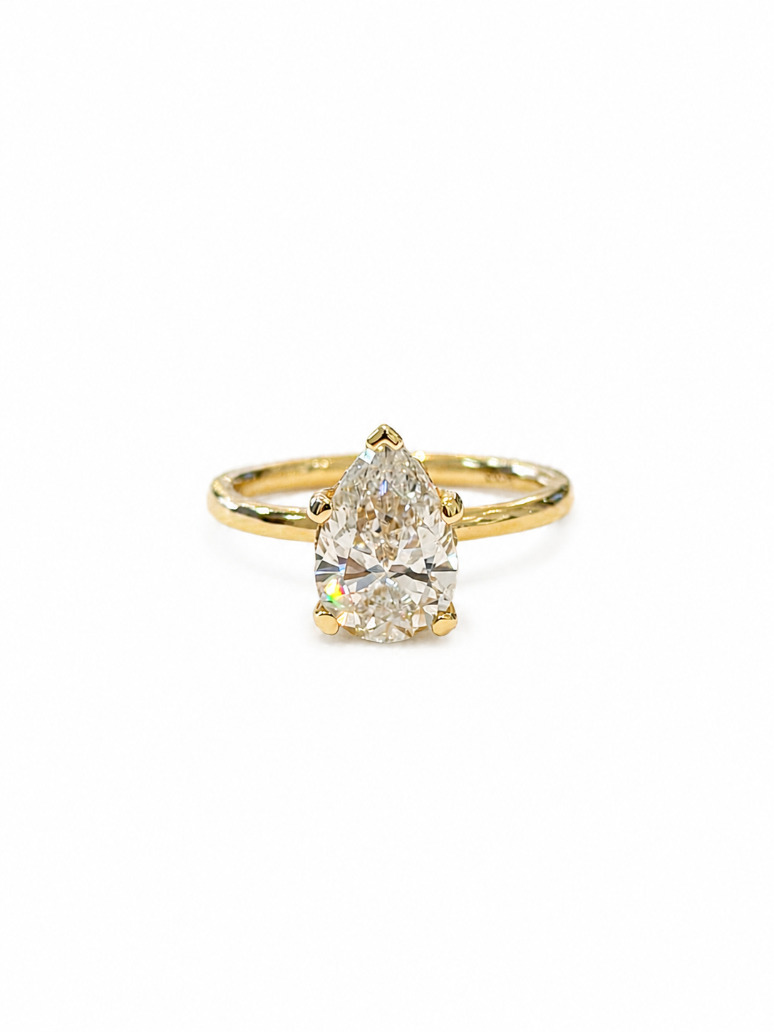 Lab Pear Solitaire Hidden Halo Engagement Ring