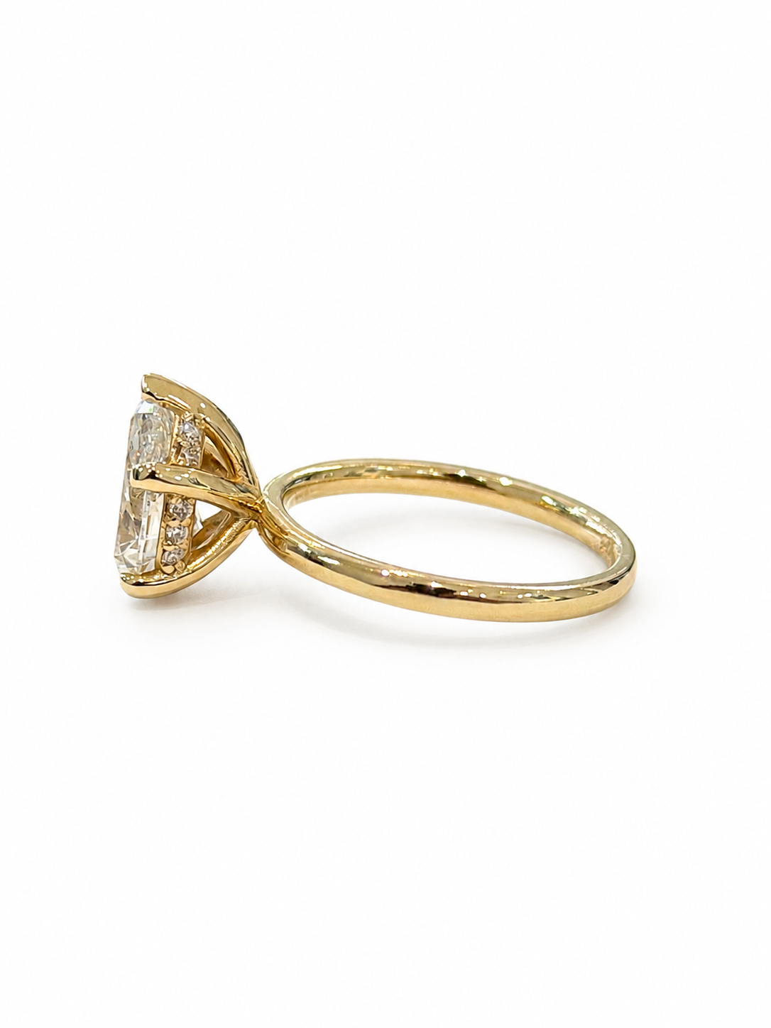 Lab Pear Solitaire Hidden Halo Engagement Ring
