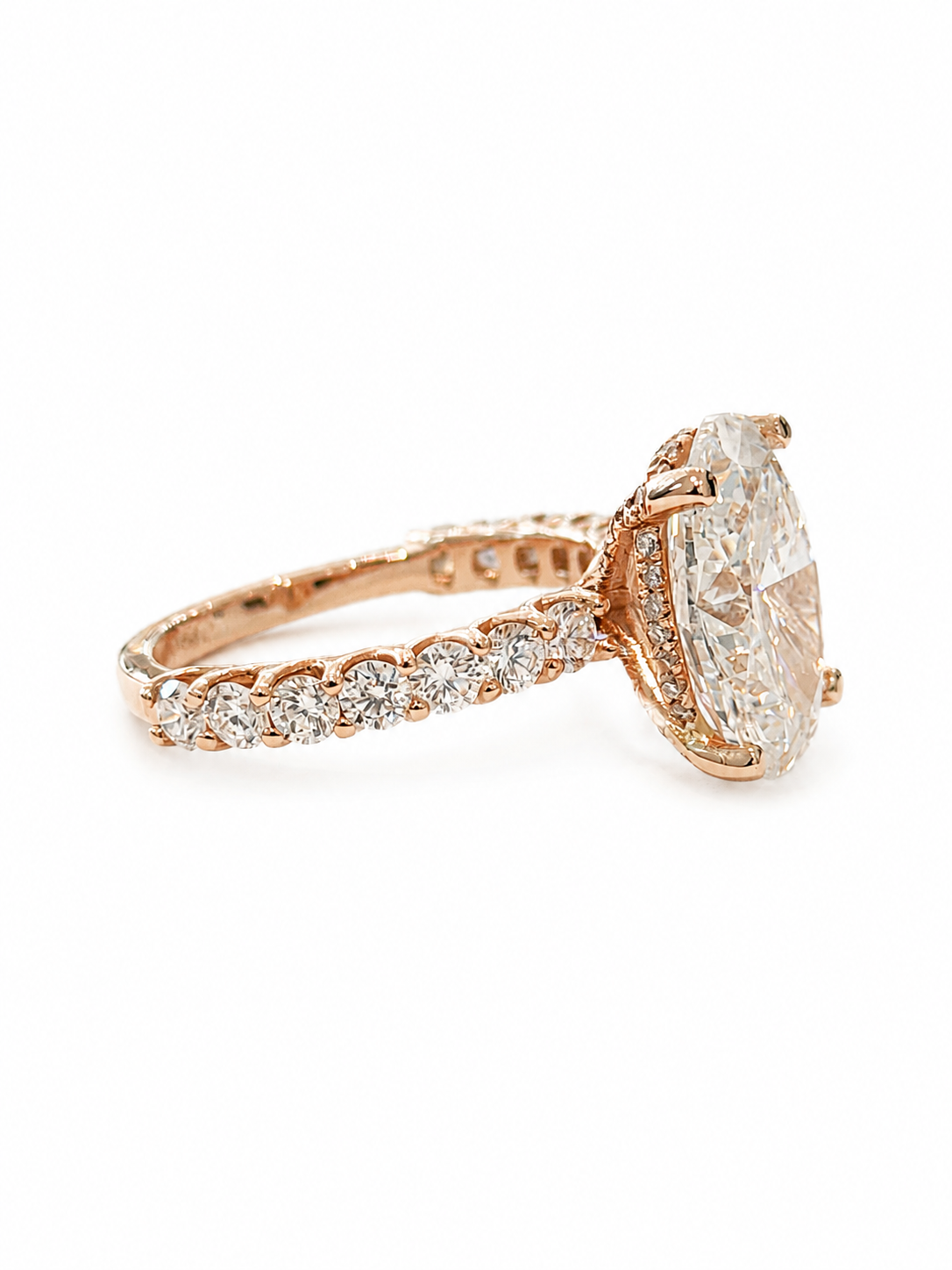 Oval Lab Hidden Halo Engagement Ring