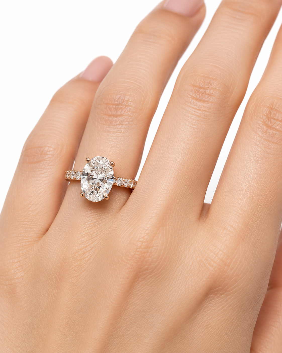 Oval Lab Hidden Halo Engagement Ring