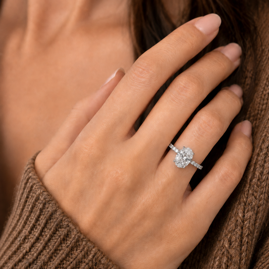 Oval Hidden Halo Basket Engagement Ring