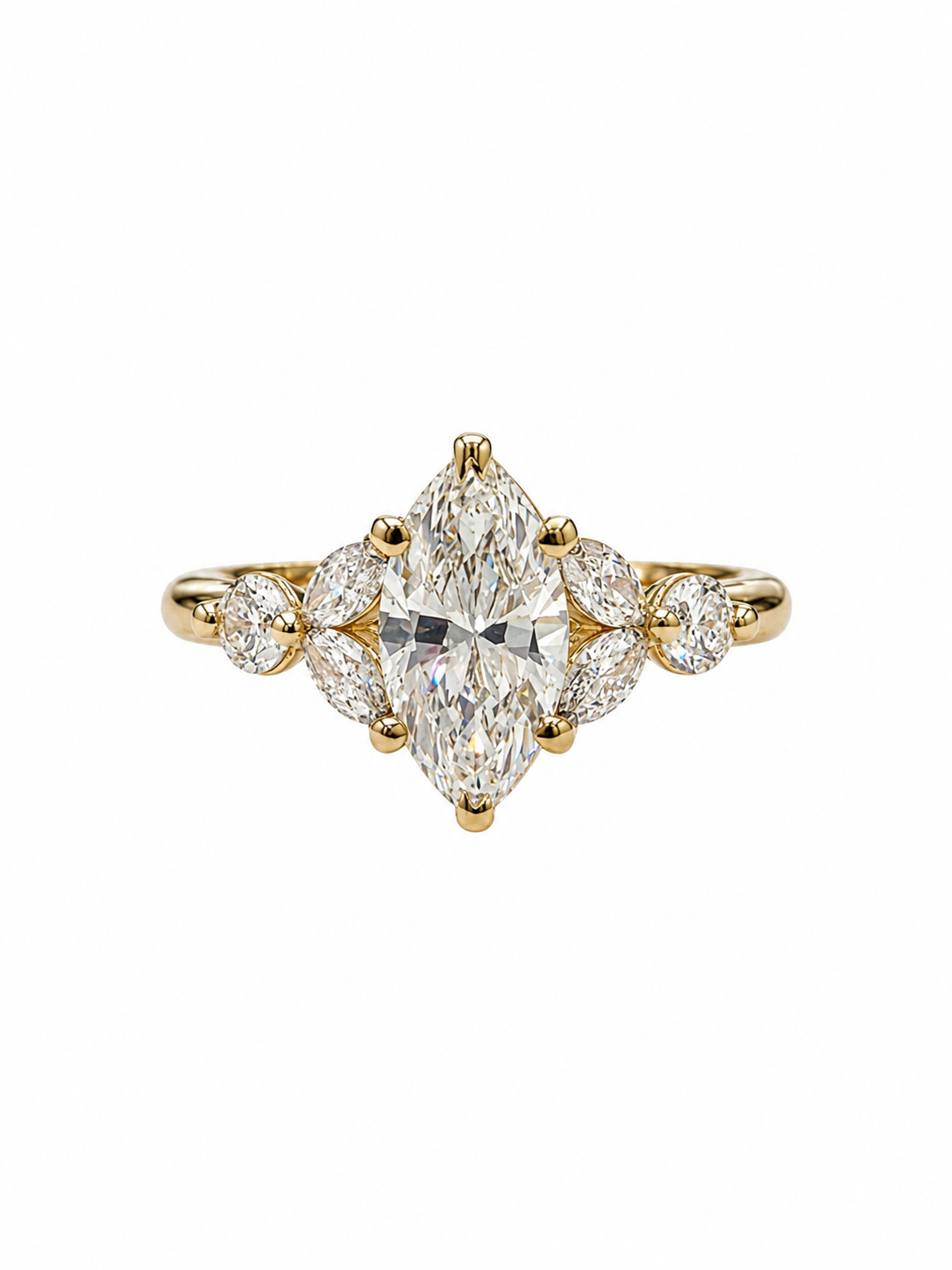 Marquise Split Stone Shank Engagement Ring