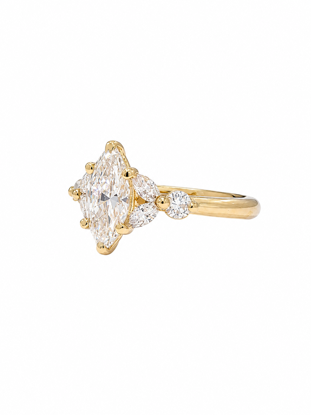 Marquise Split Stone Shank Engagement Ring
