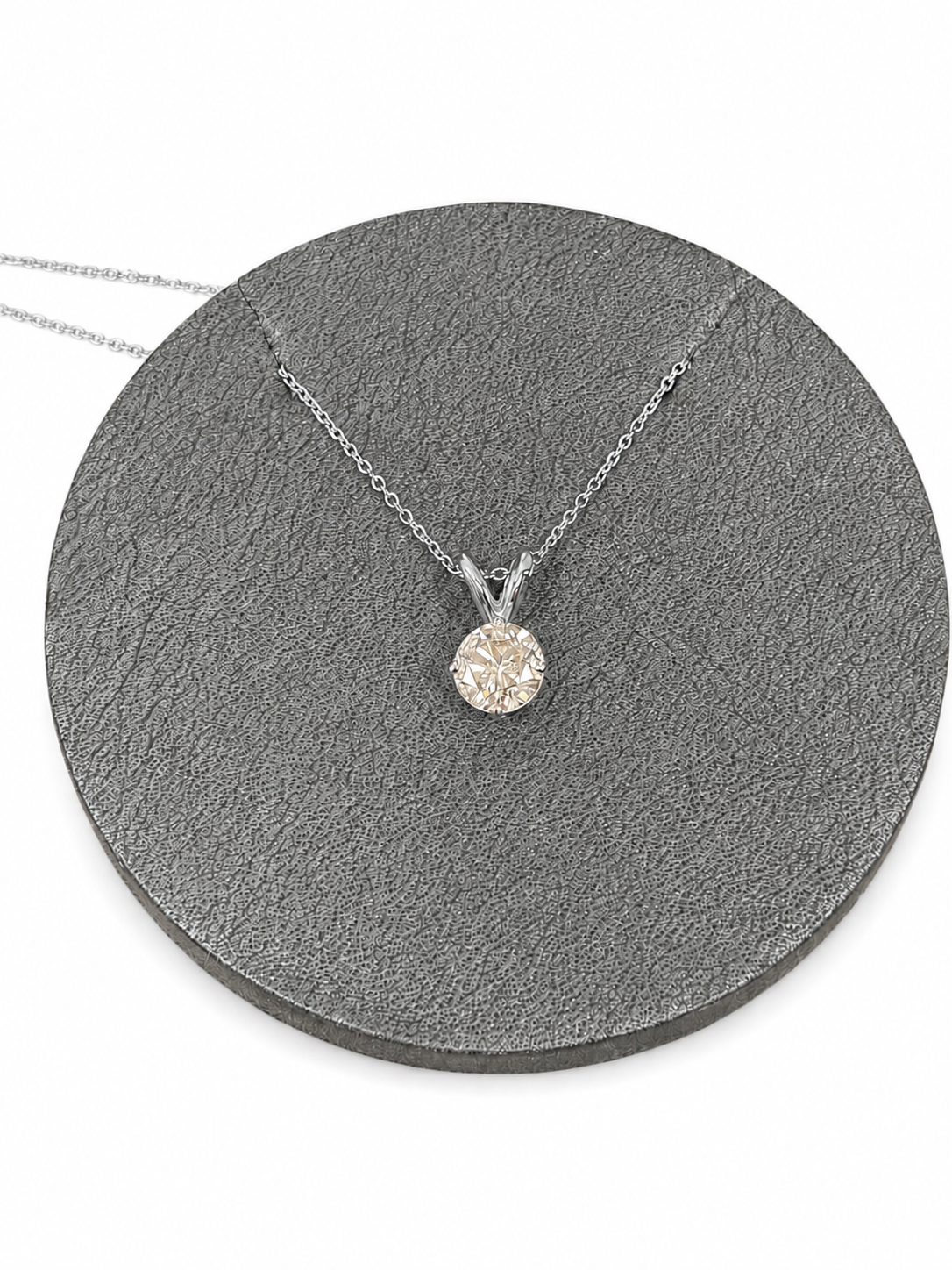 Solitaire 1ct Diamond Pendant in 14k White Gold