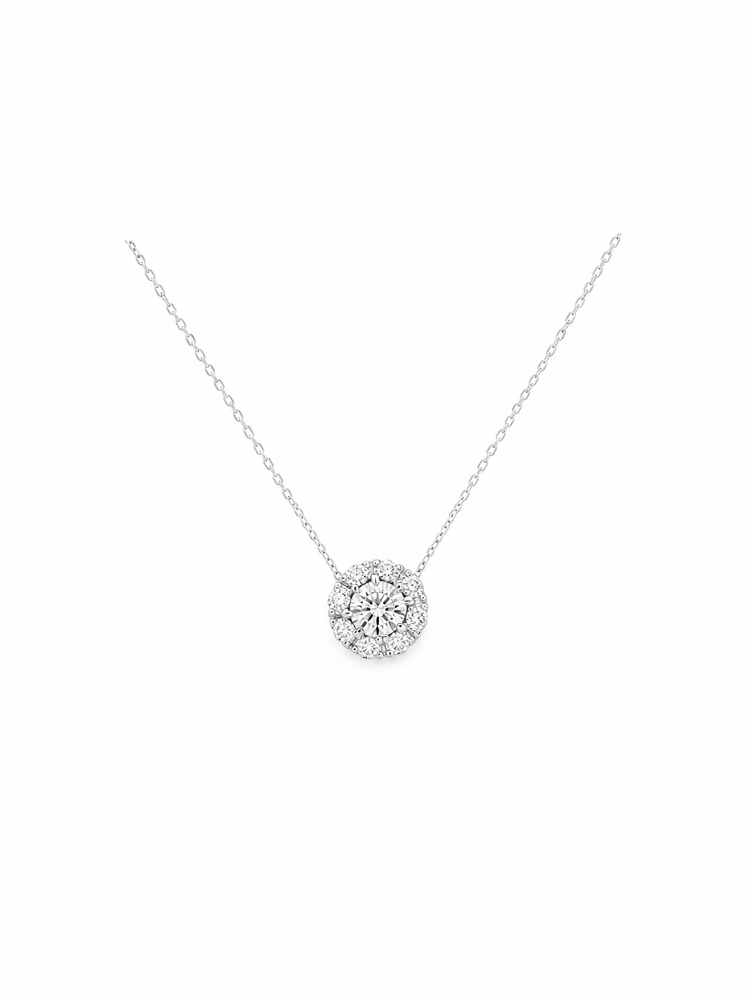 1 Carat Lab Diamond with 14k white gold necklace