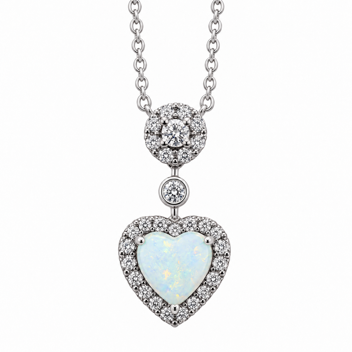 Opal Heart Diamond Necklace