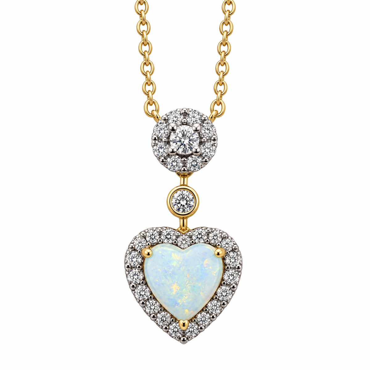 Opal Heart Diamond Necklace