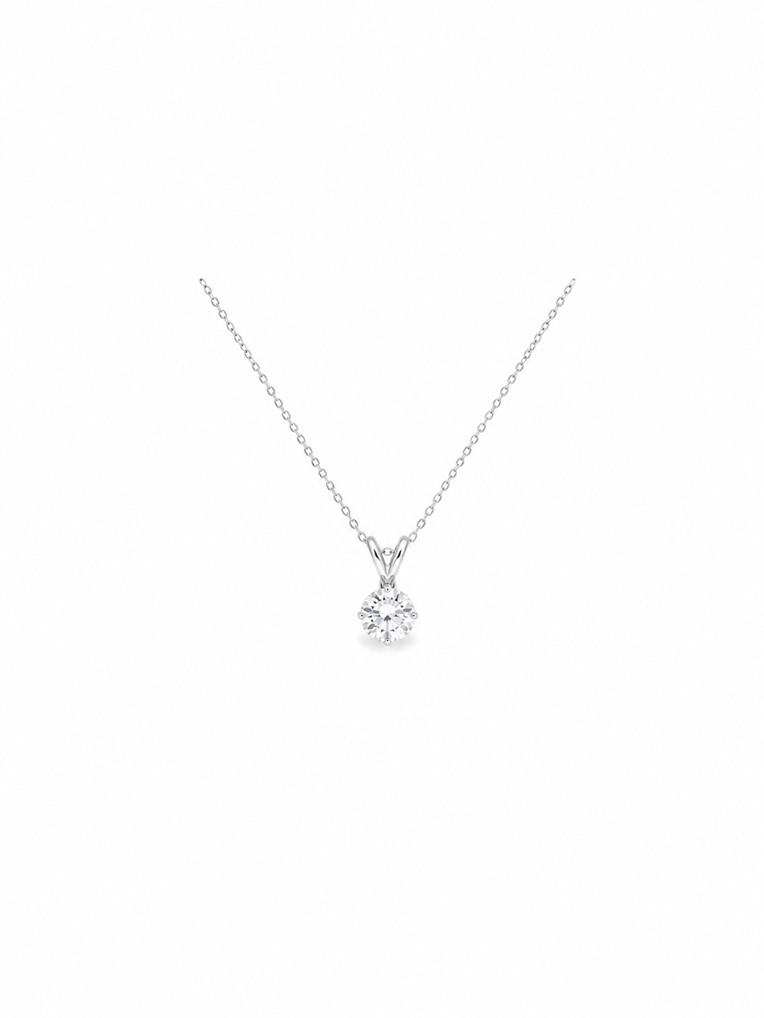 Solitaire 1ct Diamond Pendant in 14k White Gold