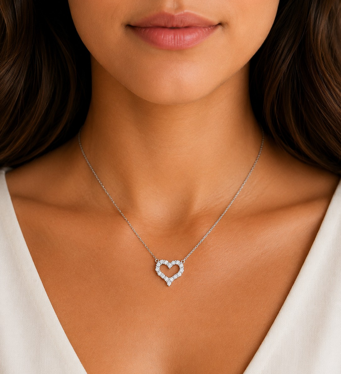 Cubic Zirconia .6ct Heart shaped necklace