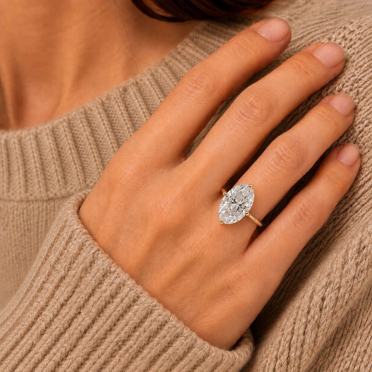 Oval Lab Solitaire Engagement Ring