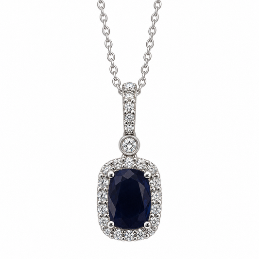 Elongated Cushion Sapphire Pendant