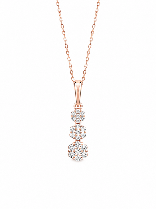 Triple Cluster Rose Gold Pendant