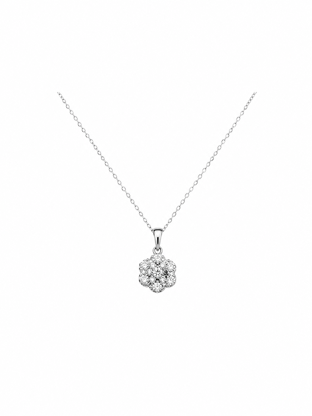 1ct Diamond Flower pendant in 14k white gold