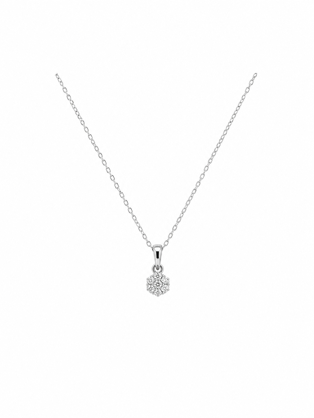 .15ct Diamond flower pendant in 14k White Gold