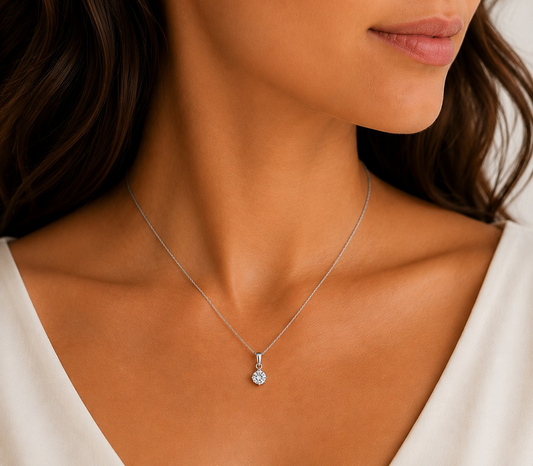 Solitaire .50ct Diamond Pendant in 14k White Gold