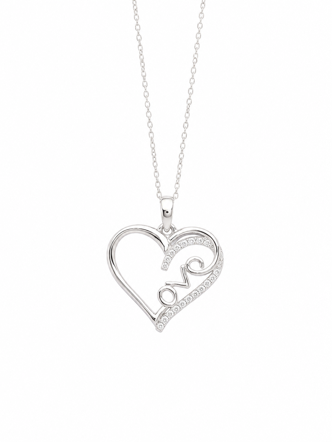 Diamond Inlaid Love Heart Pendant