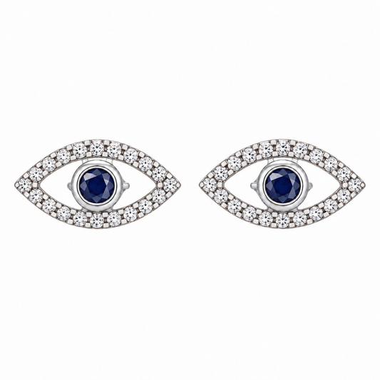 Evil Eye Blue Sapphire Earrings