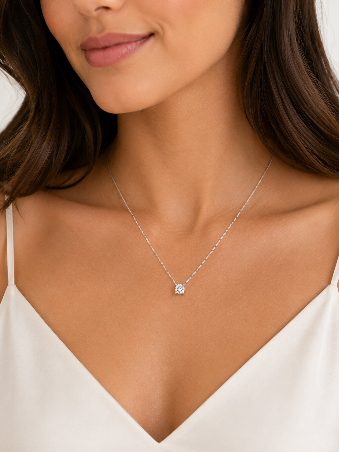 Solitaire 0.50ct Diamond Necklace in 14k White Gold