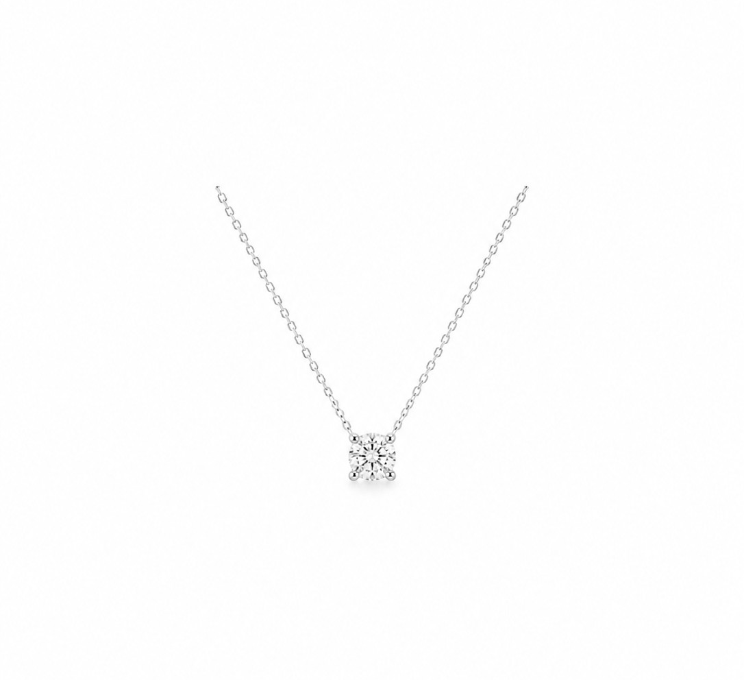Solitaire 0.50ct Diamond Necklace in 14k White Gold