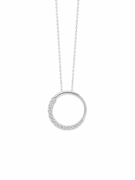 Half Circle Diamond Inlaid Pendant
