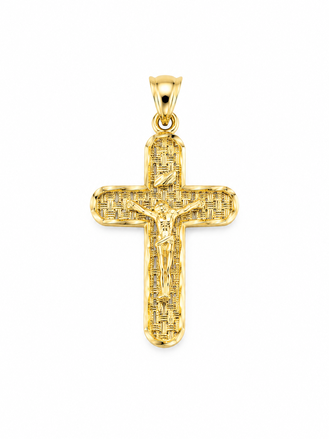 Yellow Gold Textured Crucifix Pendant