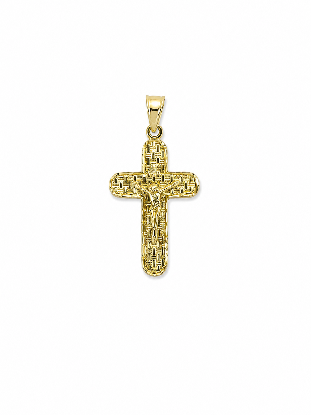 Yellow Gold Textured Crucifix Pendant