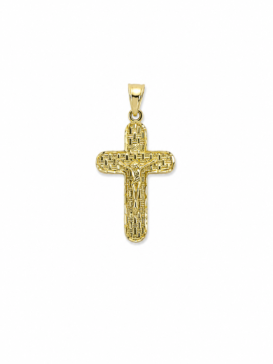 Yellow Gold Textured Crucifix Pendant
