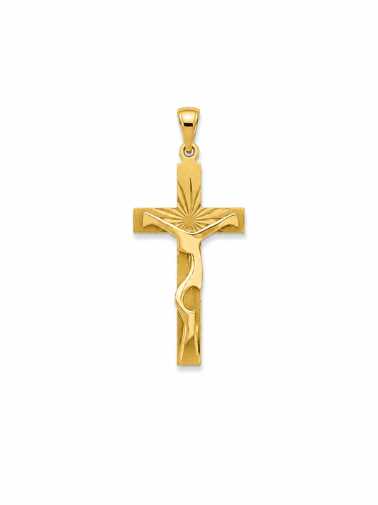 14K Yellow Gold Minimalist Crucifix Pendant