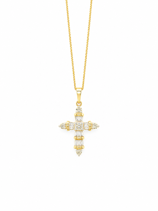 Yellow Gold Banded Cross