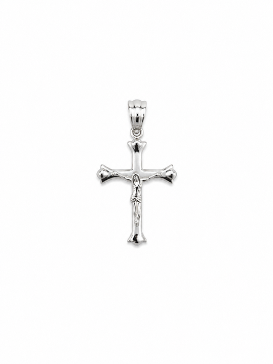 14k White Gold cross with Jesus