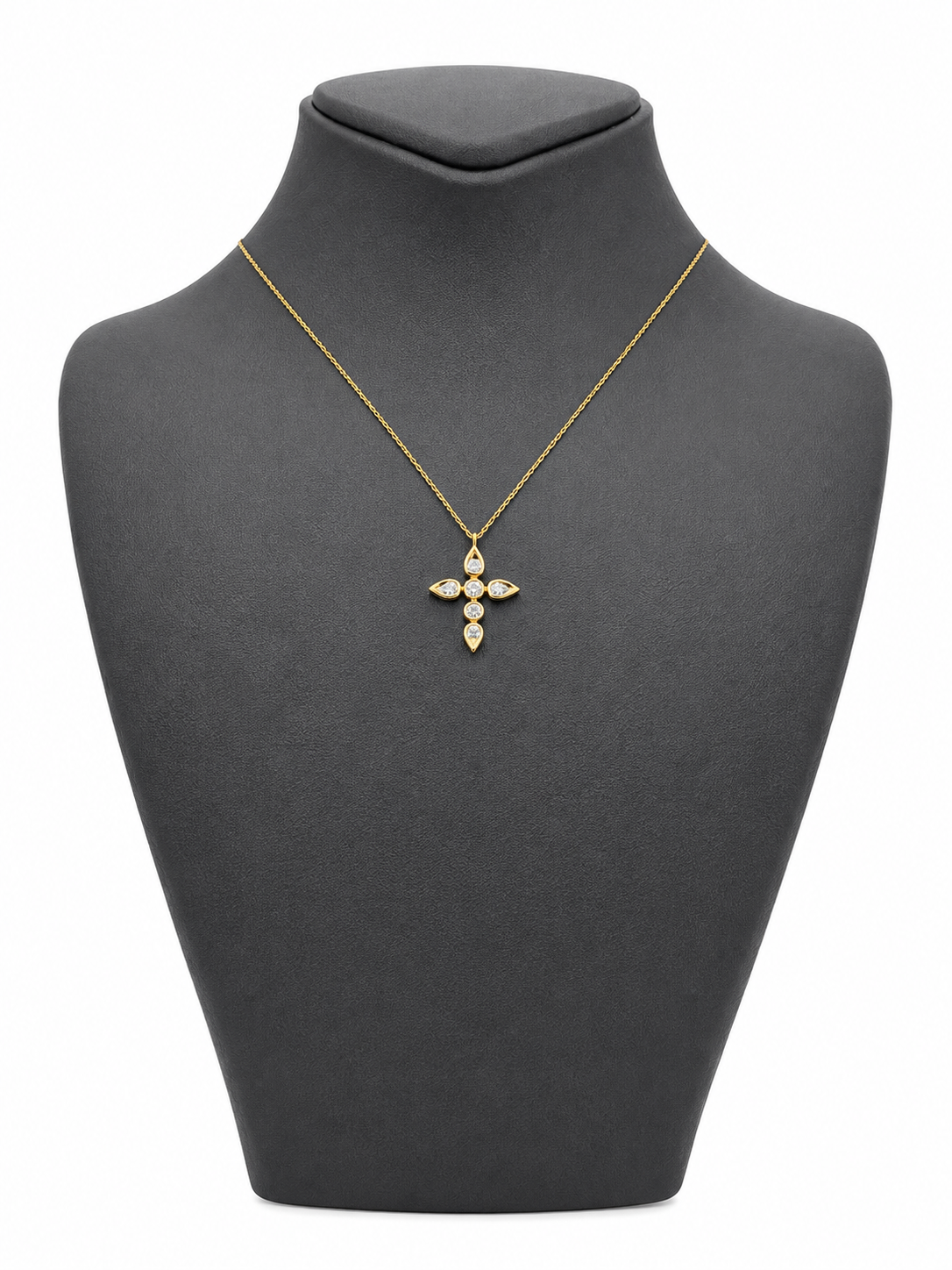 Natural Diamond Bezel Set Cross Pendant