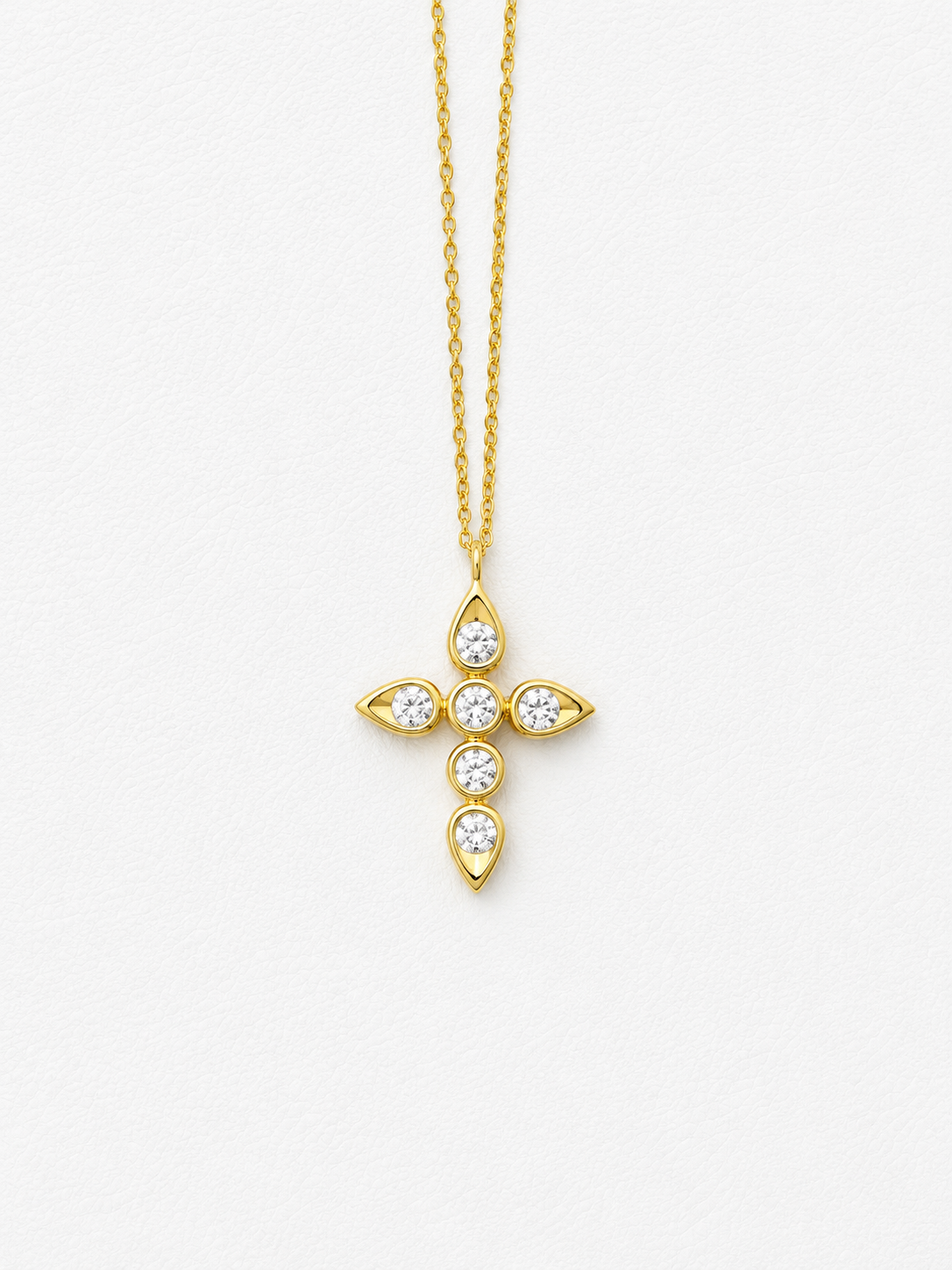 Natural Diamond Bezel Set Cross Pendant