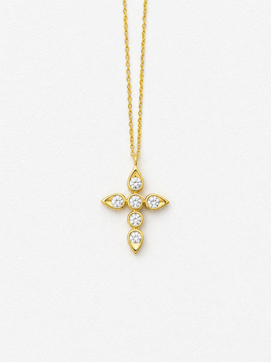 Natural Diamond Bezel Set Cross Pendant