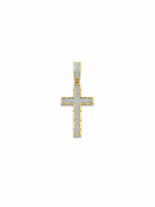 14k Yellow Gold cross with .17 carat diamonds