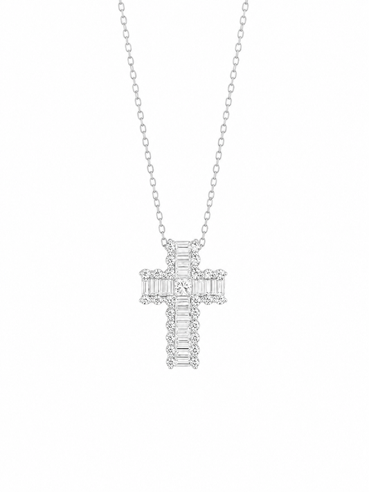 Emerald Cut Diamond Cross