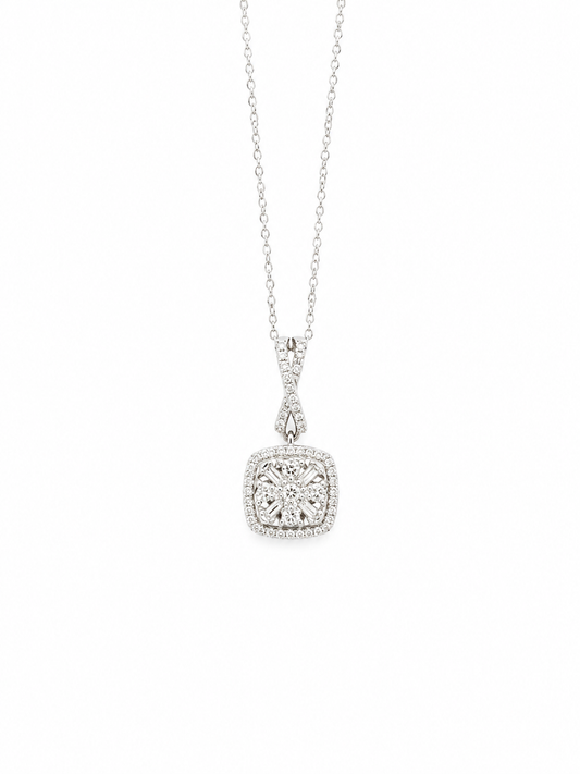 Square White Gold Diamond Pendant
