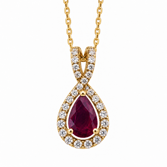 Small Pear Shaped Ruby Pendant