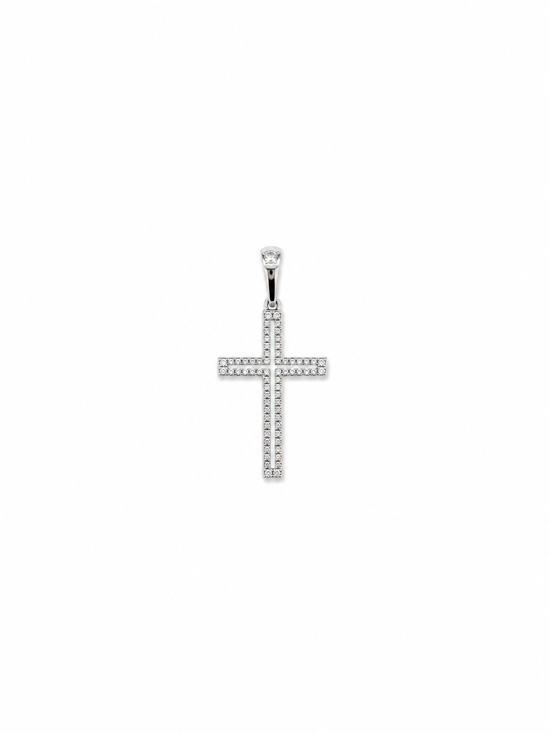 .21 ct Diamond cutout cross necklace in 14k white gold