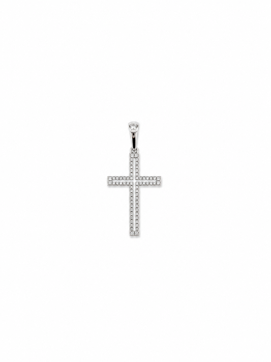 .21 ct Diamond cutout cross necklace in 14k white gold